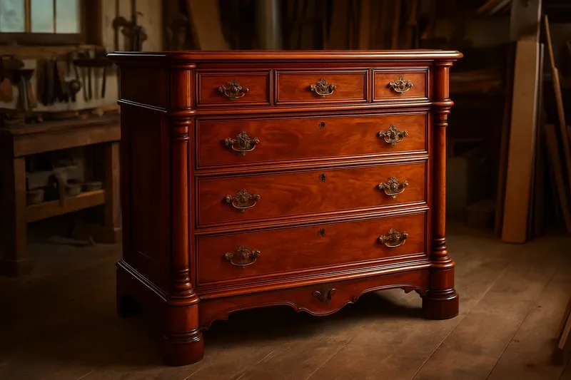 Restored antique wood dresser refinished in Saint Paul