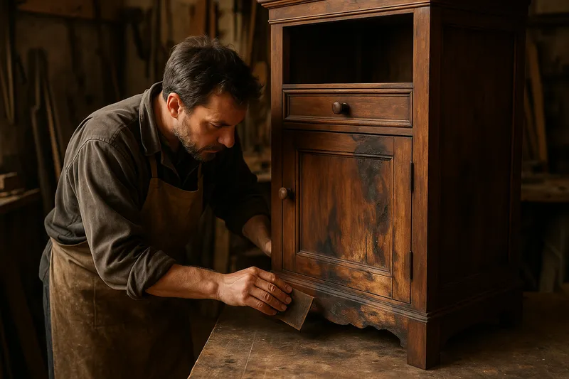 Fire and water damage furniture restoration in Saint Paul, MN by Dale's Furniture Refinishing
